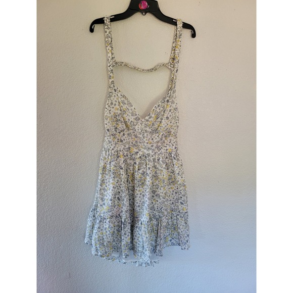 ASOS DESIGN Dresses & Skirts - ASOS DESIGN Womens Floral Ditsy Mini Dress White Blue Yellow Open Back Size 8 #8